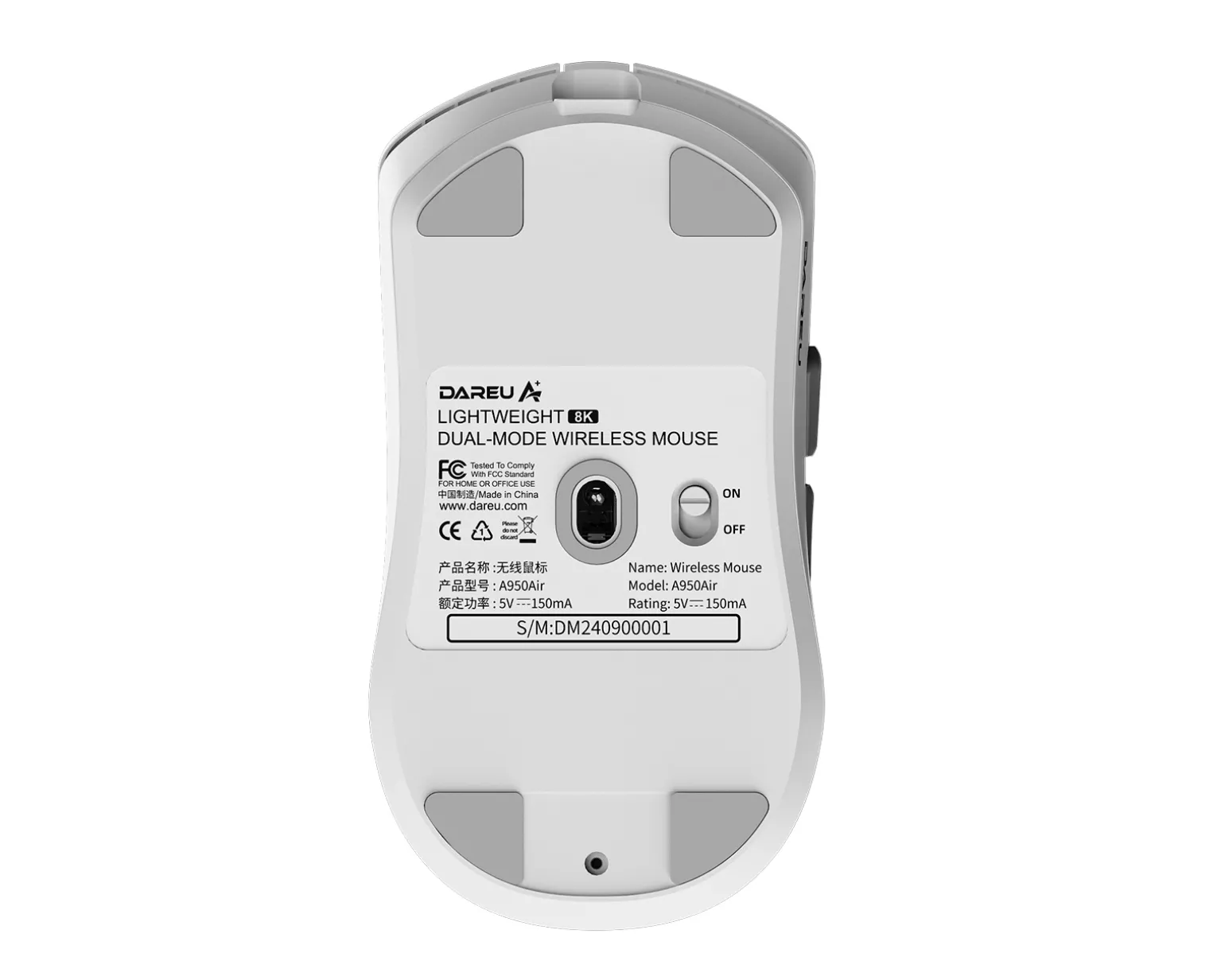 A950 Air Lightweight Wireless Gaming Mouse - White