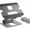 Adjustable Laptop Stand in Aluminum with Dual HDMI 4K USB-C Mini Docking Station