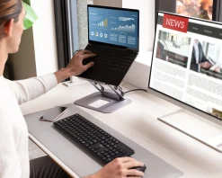 Adjustable Laptop Stand in Aluminum with 4K USB-C Mini Docking Station
