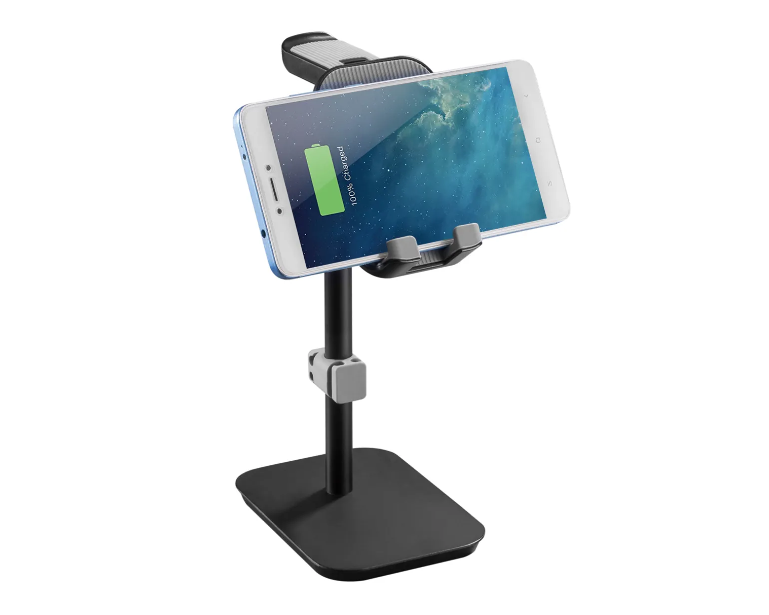 Aluminum Headphone Stand with Tiltable Phone Holder - Black