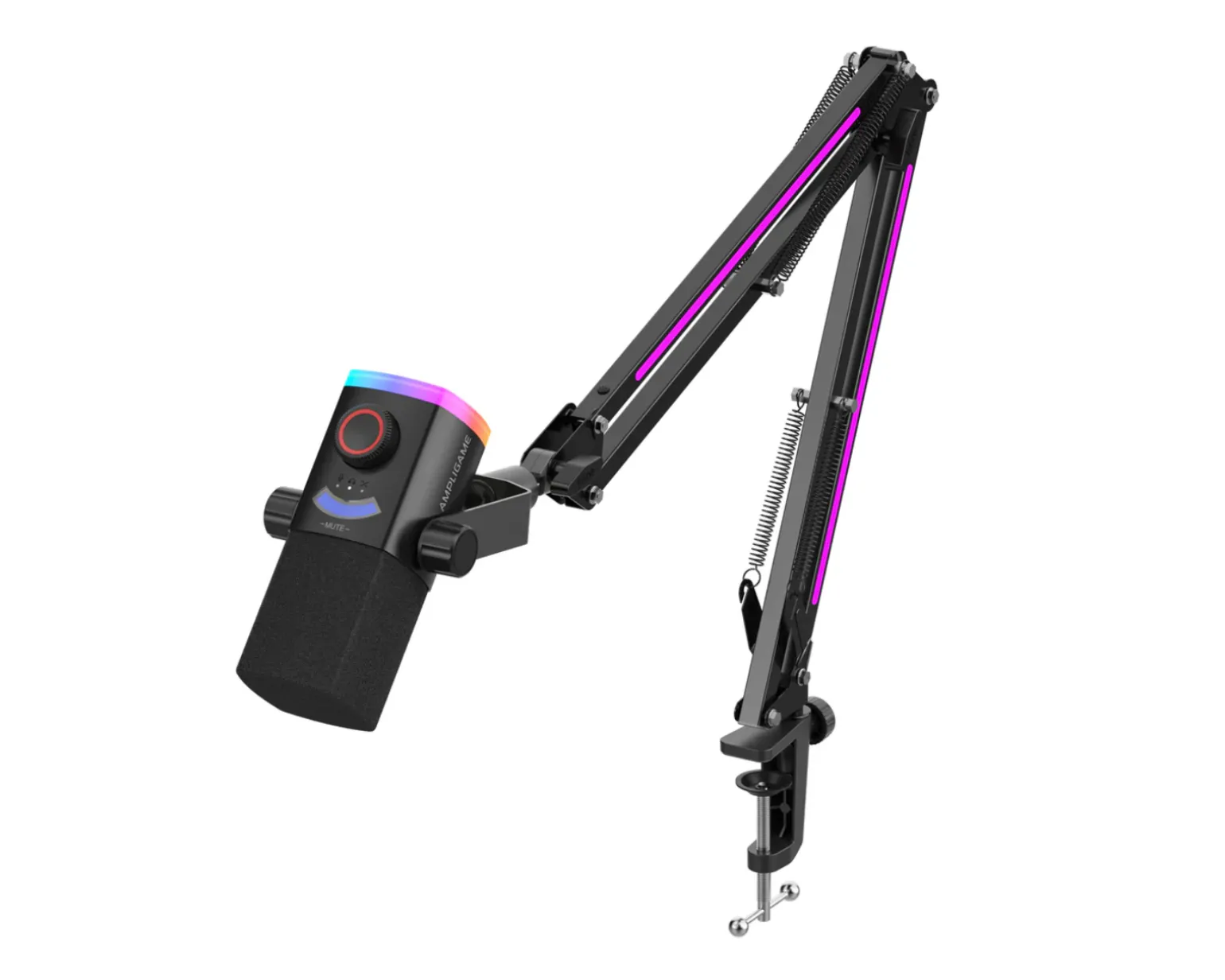 AmpliGame AM8PROT Microphone with Boom Arm - Black