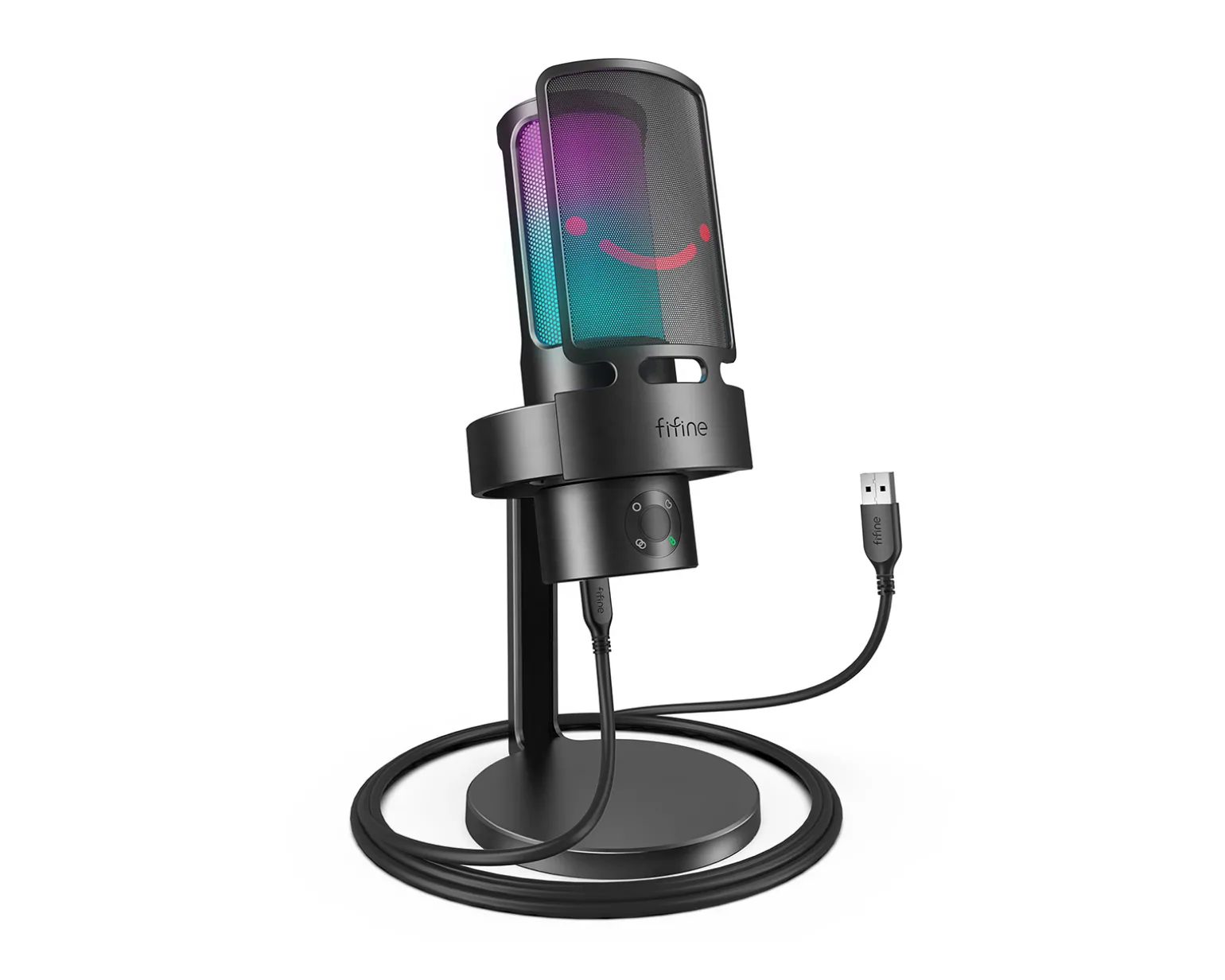 AMPLIGAME A8 Plus RGB USB Microphone with 4 Polar Patterns (PC/PS4/PS5) - Black