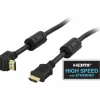 Angled HDMI Kabel High Speed with Ethernet, 4K, Ultra HD in 60Hz - Black - 3m