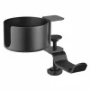 Clamp-On Headphone Holder with Cup Holder - Black