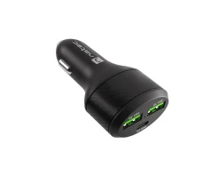 Coney Car Charger - 2x USB-A 1x USB-C 84W PD 3.0 - Black