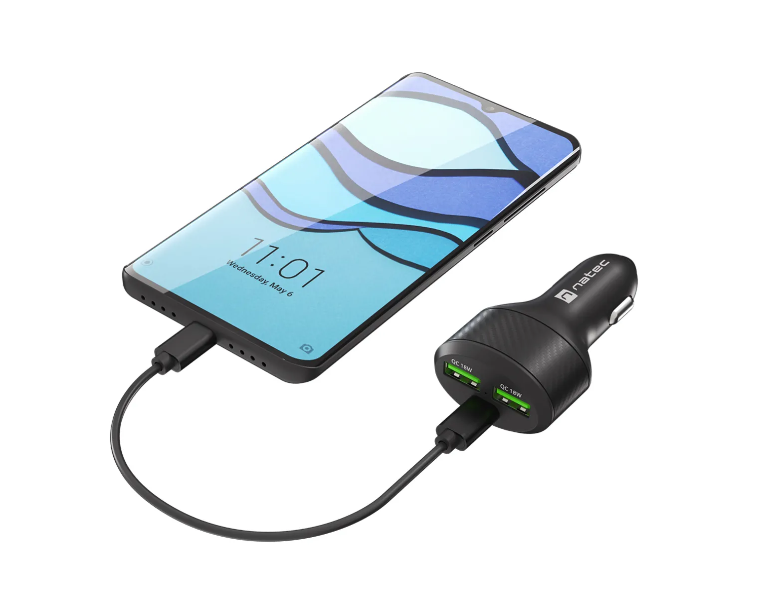 Coney Car Charger - 2x USB-A 1x USB-C 84W PD 3.0 - Black