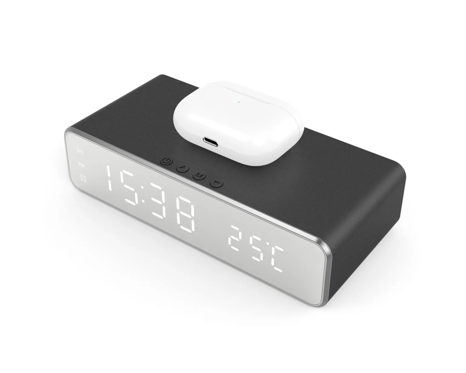 Digital Alarm Clock with Qi-charging Black