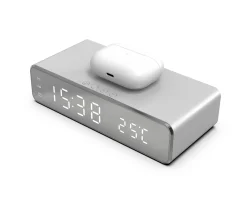 Digital Alarm Clock with Qi-charging Silver
