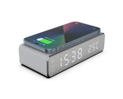 Digital Alarm Clock with Qi-charging Silver