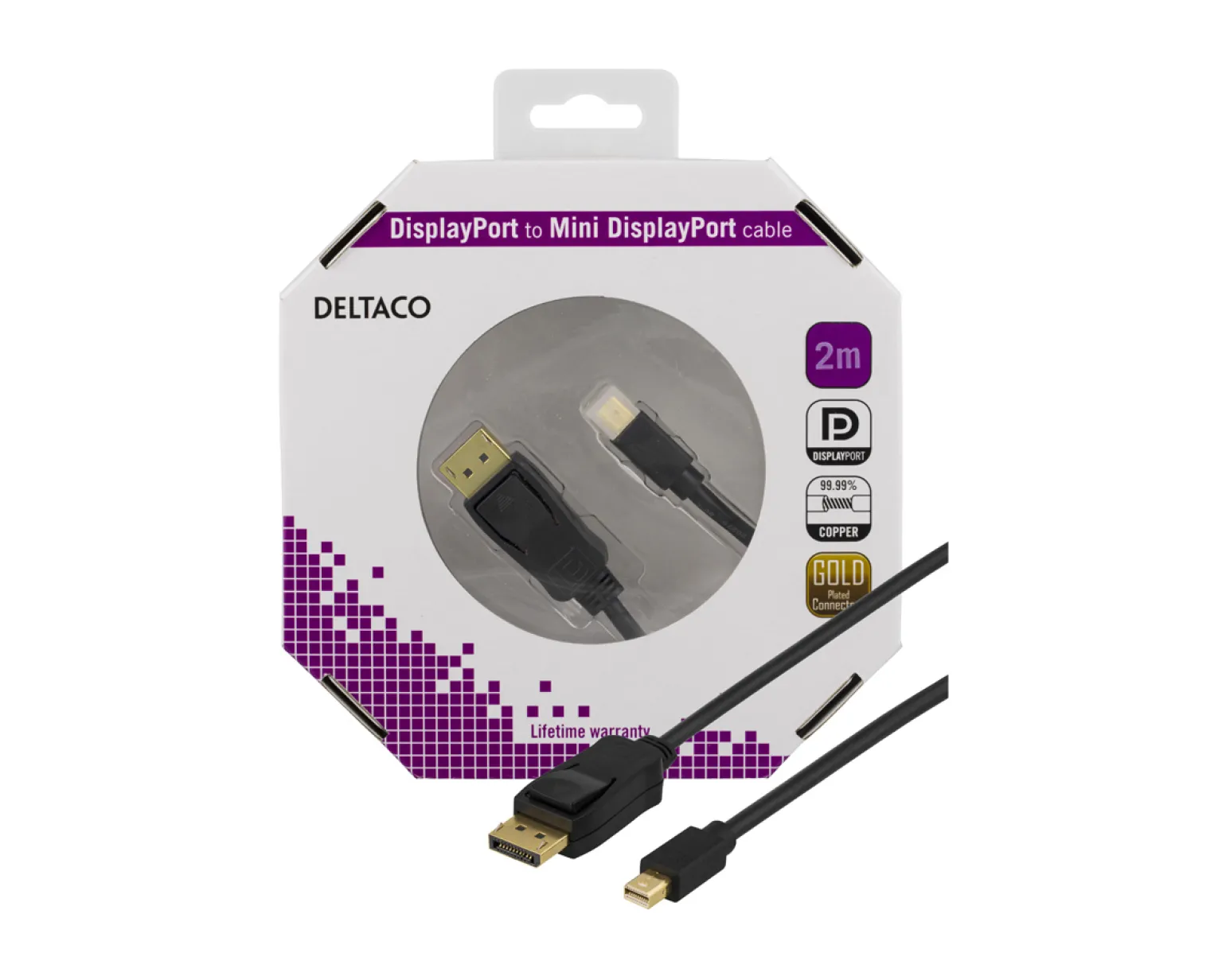DisplayPort to Mini Displayport Cable 2m - Svart