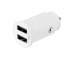 Dual USB Car Charger 12W, 2.4A - White