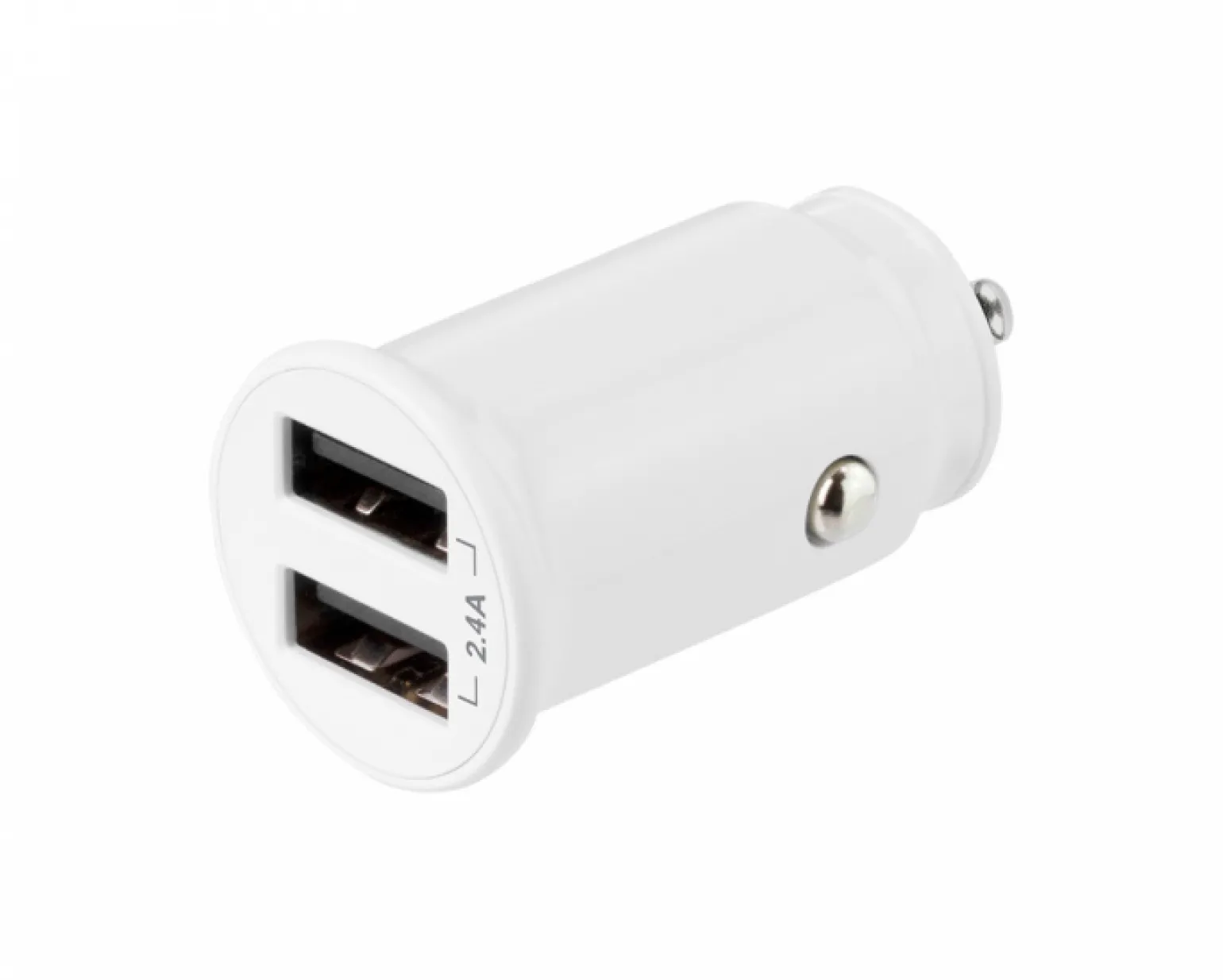 Dual USB Car Charger 12W, 2.4A - White