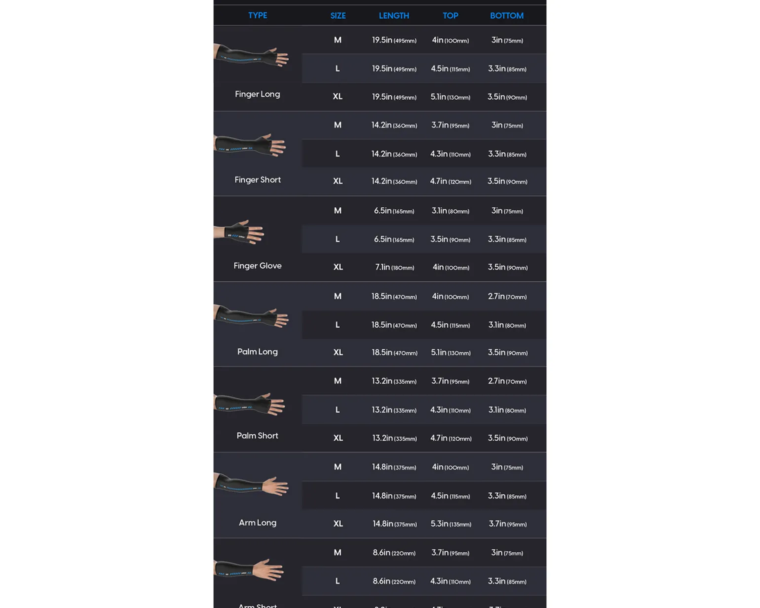 ES Arm Sleeve Finger Glove - Size XL