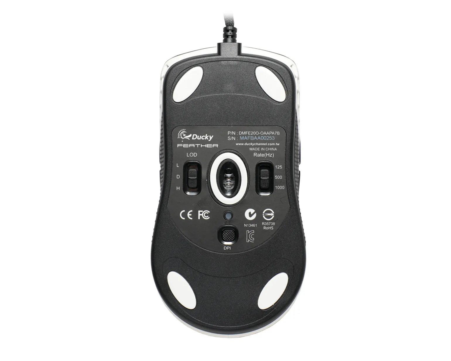 Feather Black & White Ultralight Gaming Mouse - Huano Blue