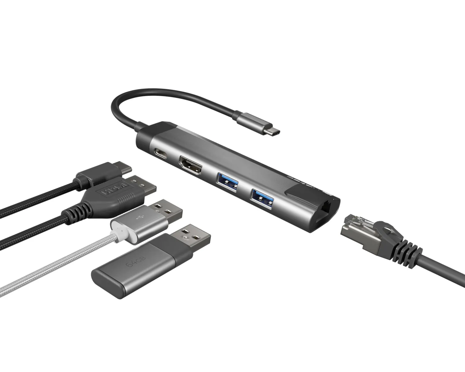 Fowler GO Hub USB-C Multiport Adapter 5 in 1 - USB-hub (100W)