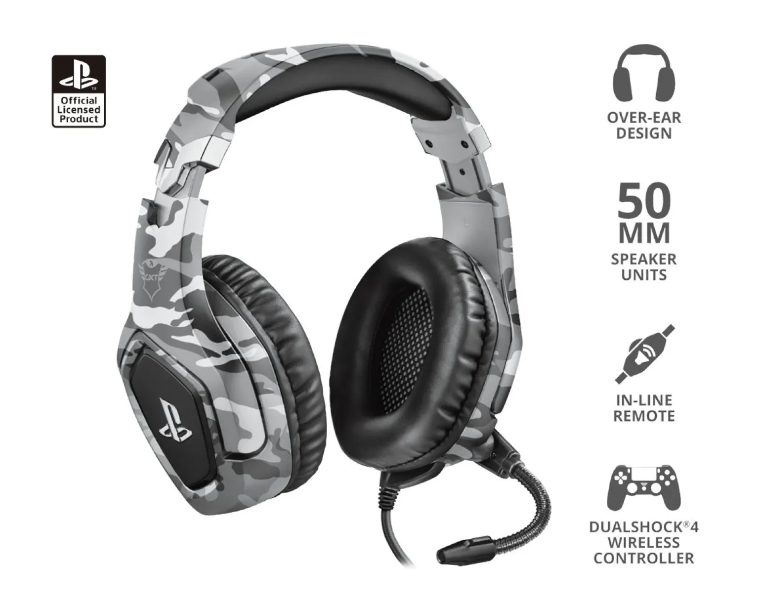 GXT 488 Forze PS4/PS5 Gaming Headset Camo Grey