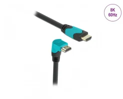 High Speed HDMI-Cable 2.1 Downwards angled - Black - 1m