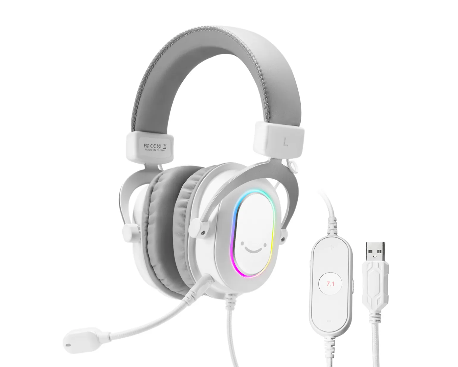 H6 USB 7.1 Gaming Headset RGB - White