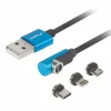 3in1 Premium Magnetic Angled Cable QC 3.0 - Blue