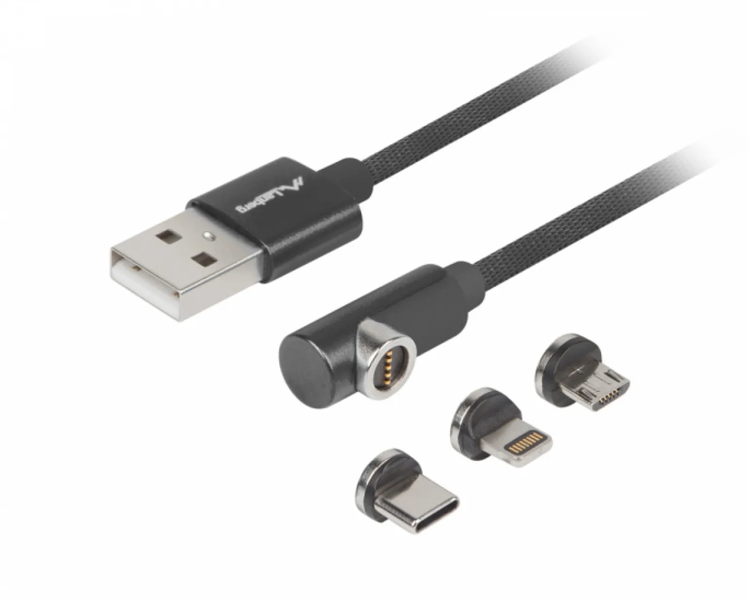 3in1 Premium Magnetic Angled Cable QC 3.0 - Black