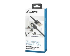 3in1 Premium Magnetic Angled Cable QC 3.0 - Black