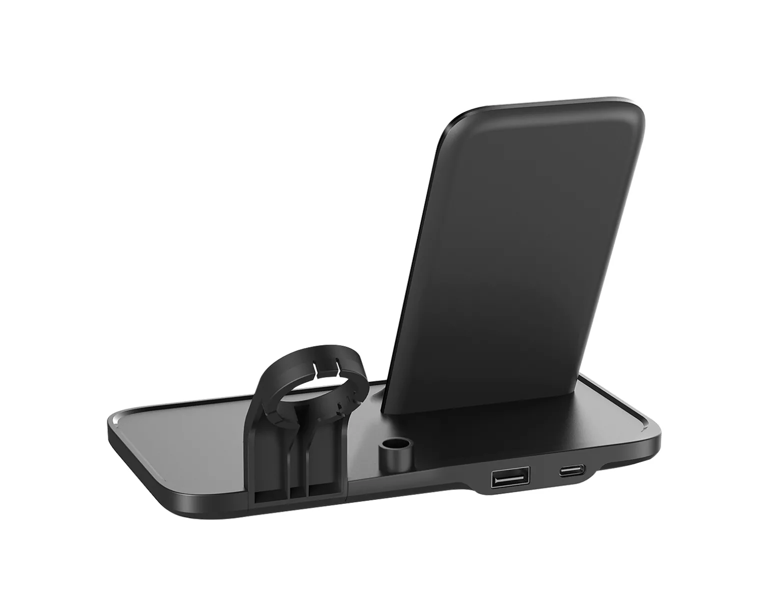 2-in-1 Wireless Charger, 10W, USB-C, Qi - Black