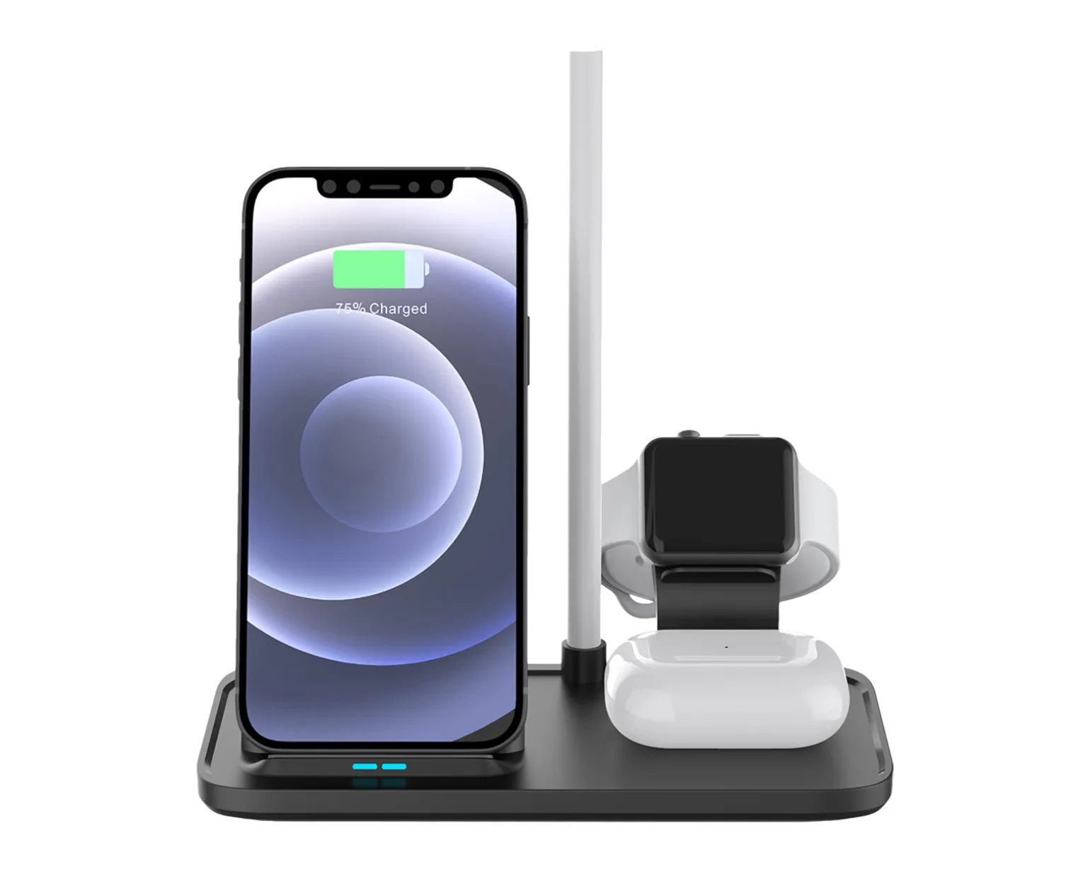 2-in-1 Wireless Charger, 10W, USB-C, Qi - Black