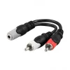 3,5mm female to 2x RCA male 0,1m Black