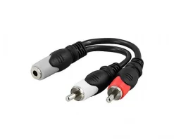 3,5mm female to 2x RCA male 0,1m Black