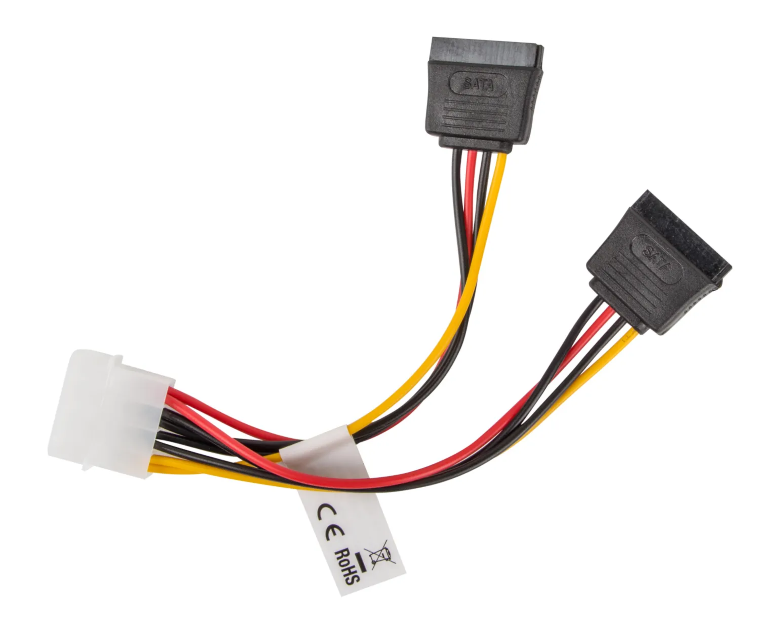 Molex (Male) to 2X SATA (Female) Cable 15cm