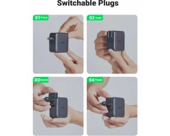 Nexode 65W 3-Port GaN Wall Charger with Travel Adapter (US/UK/EU)