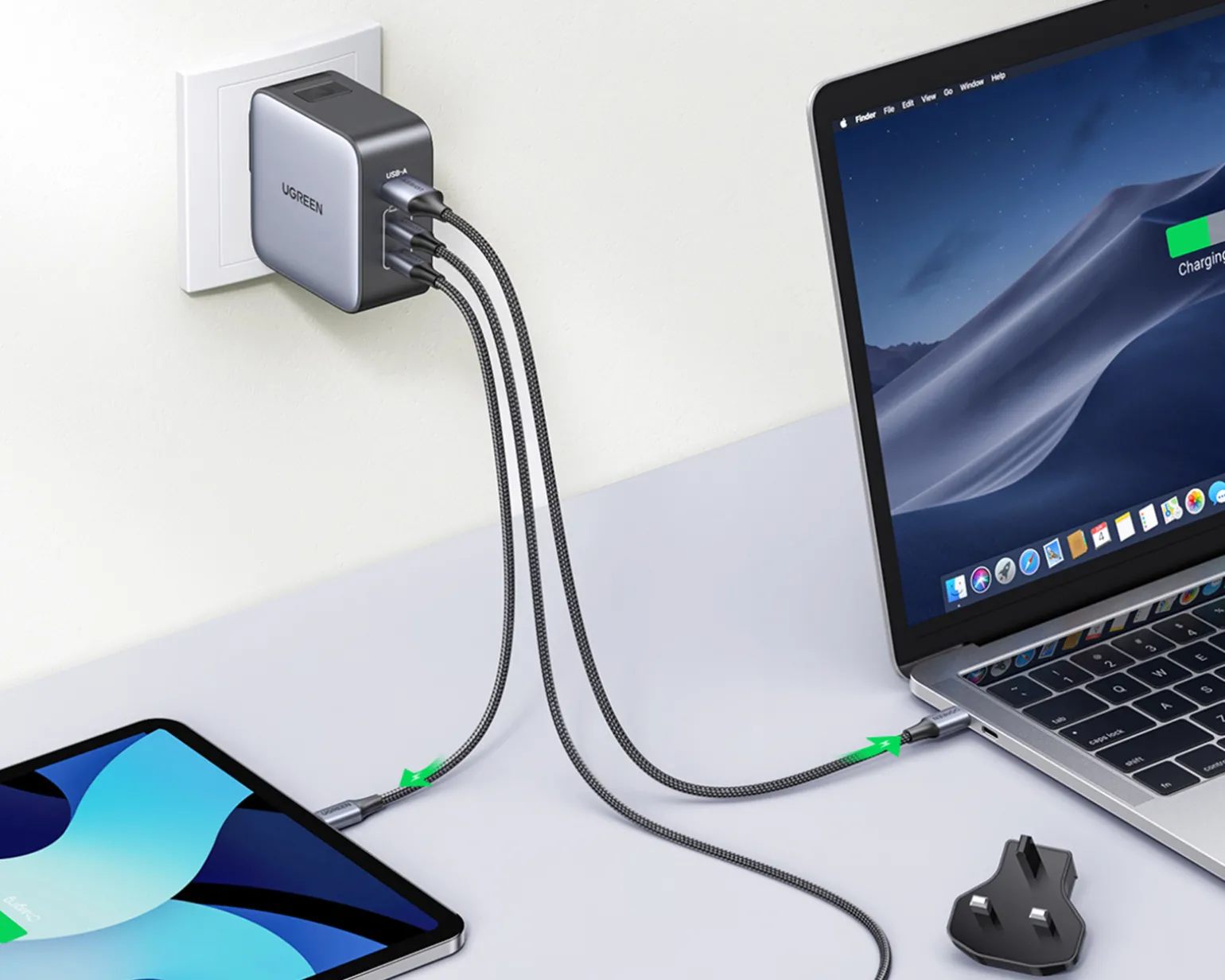 Nexode 65W 3-Port GaN Wall Charger with Travel Adapter (US/UK/EU)
