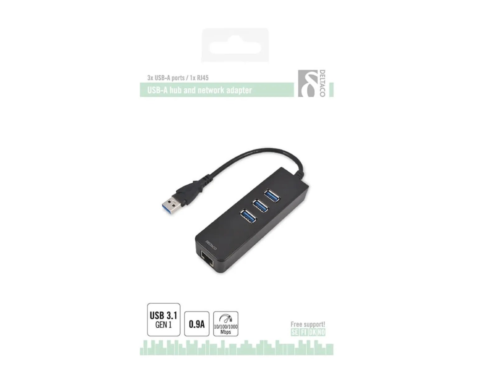 4 Ports USB 3.0 Gigabit Ethernet Lan Network Adapter Hub To 1000Mbps