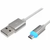 PRATI Charging Cable Micro USB to USB-A 2.0 - Silver LED 1m
