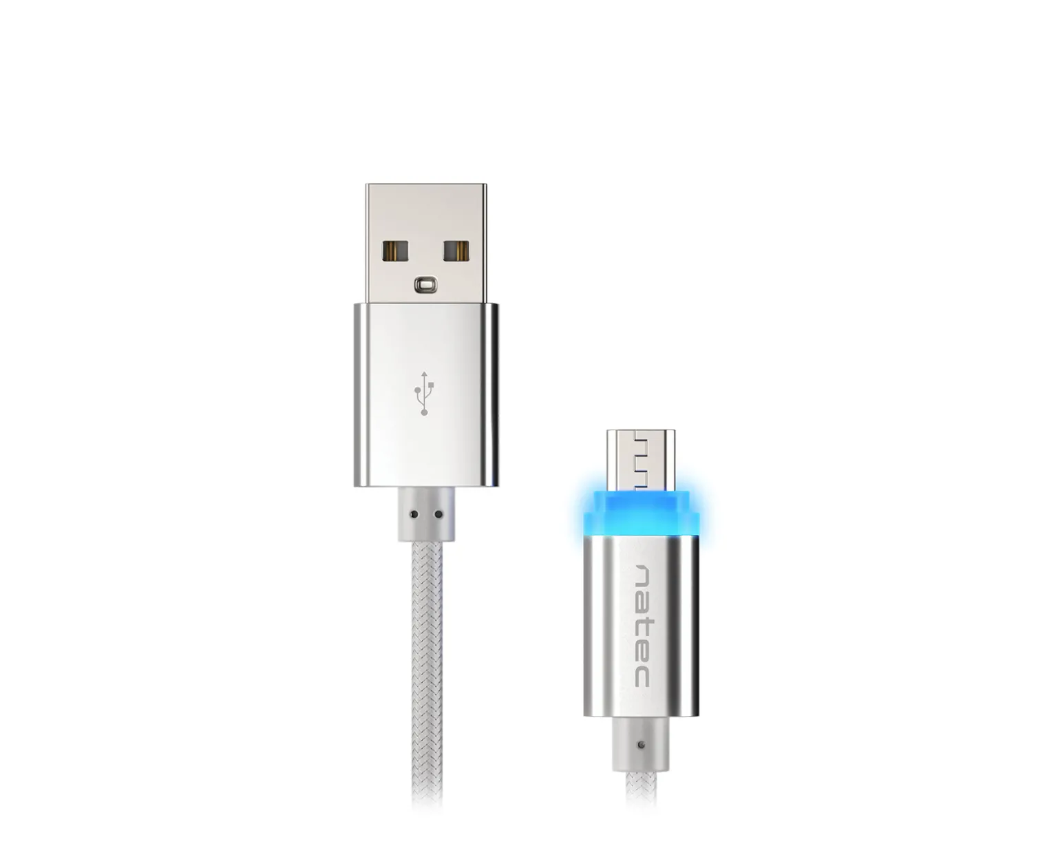 PRATI Charging Cable Micro USB to USB-A 2.0 - Silver LED 1m