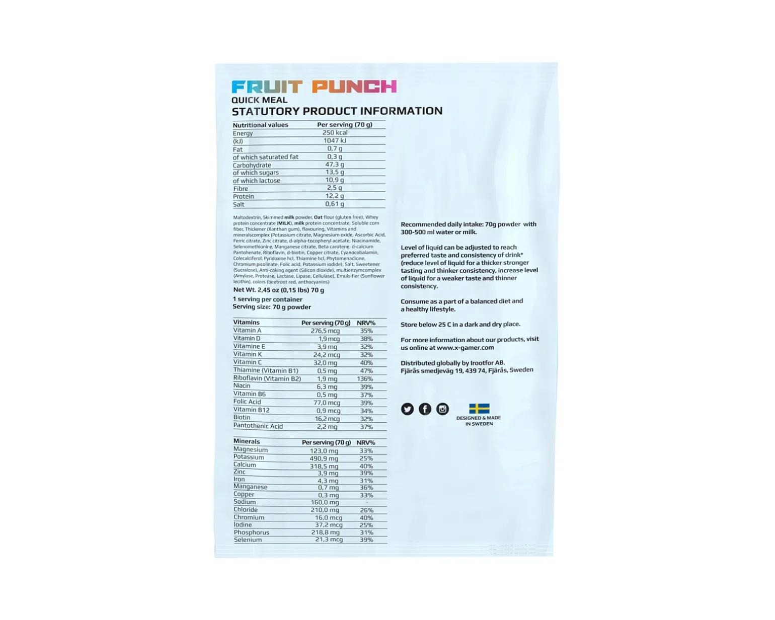 Quick Meal Single Serving (70g) - Fruit Punch