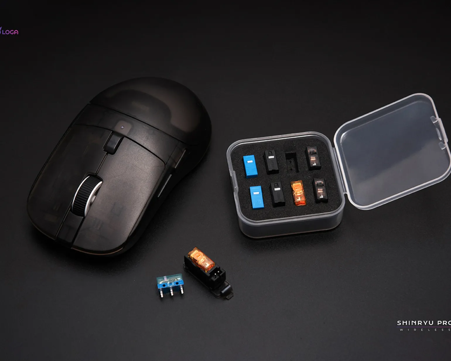 Shinryu Pro Wireless Gaming Mouse - Hotswappable Switch - Black/Transparent