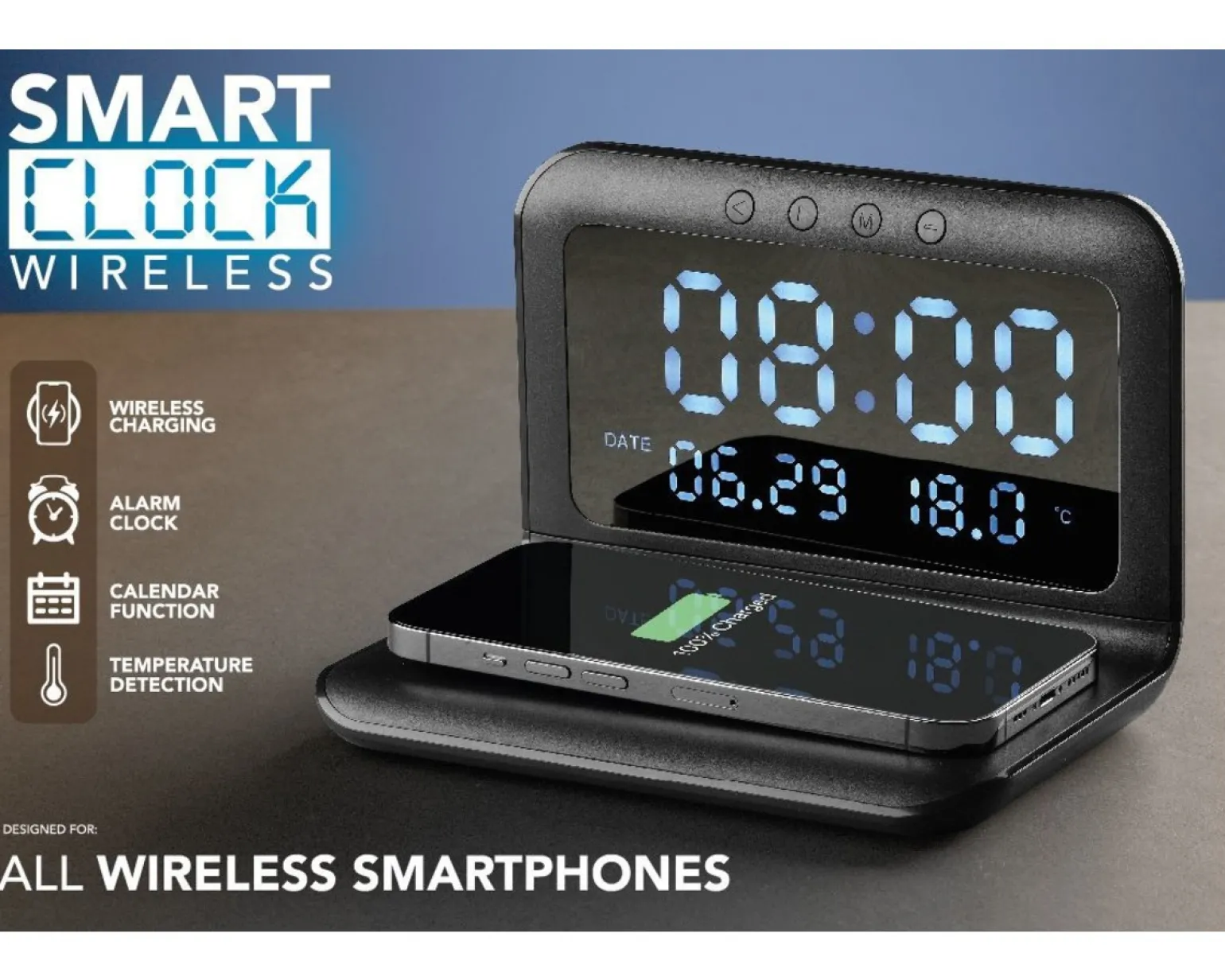 Smart Clock - Digital Alarm Clock with Wireless Charging