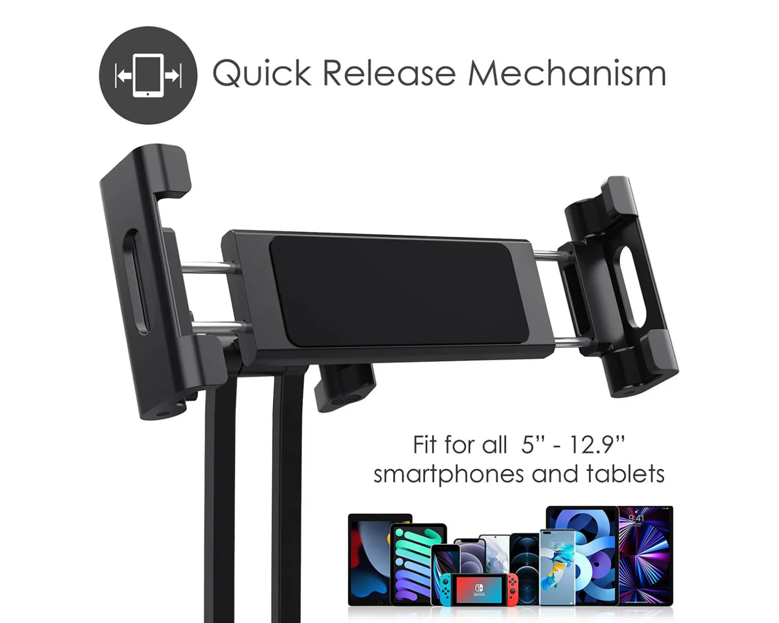Tablet Holder 2-in-1 XL Wall and Portable 12.9″ - Black