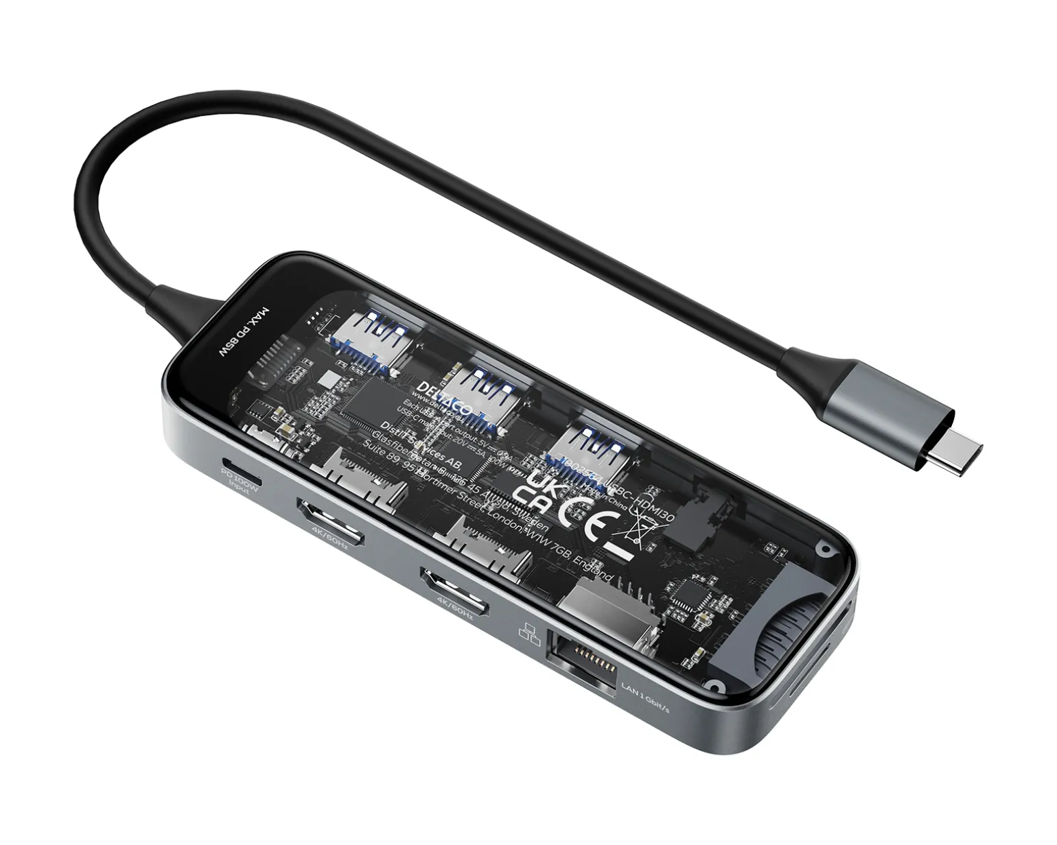 Transparent USB-C Docking Station - 10 ports