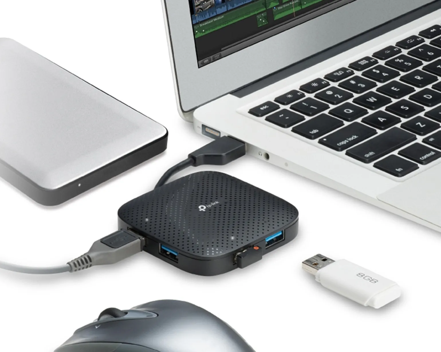 USB 3.0 Adapter 4-Ports - Black