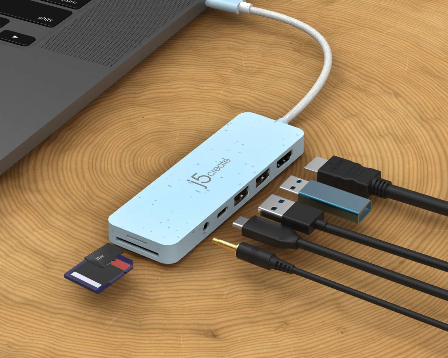 USB-C Multi-Port Hub with 60W Power Delivery - Blue