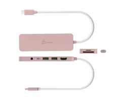 USB-C Multi-Port Hub with 60W Power Delivery - Pink