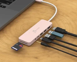 USB-C Multi-Port Hub with 60W Power Delivery - Pink