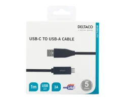 USB-C to USB-A 2.0 Cable Black - 1 meter