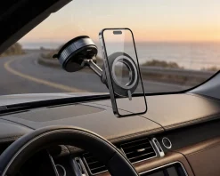 Vacuum Phone Holder with Magnetic Ring - Black