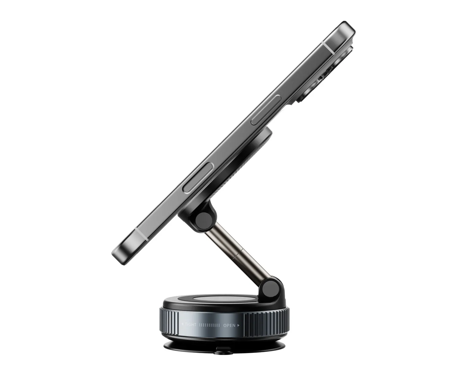 Vacuum Phone Holder with Magnetic Ring - Black