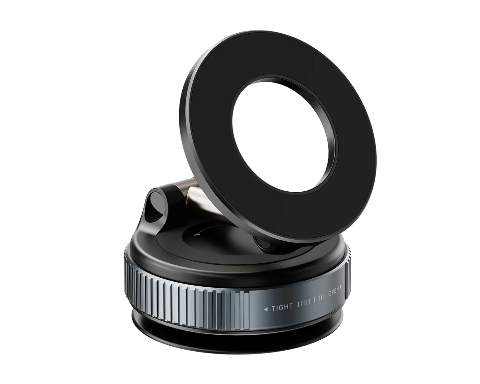 Vacuum Phone Holder with Magnetic Ring - Black