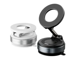 Vacuum Phone Holder with Magnetic Ring - Black