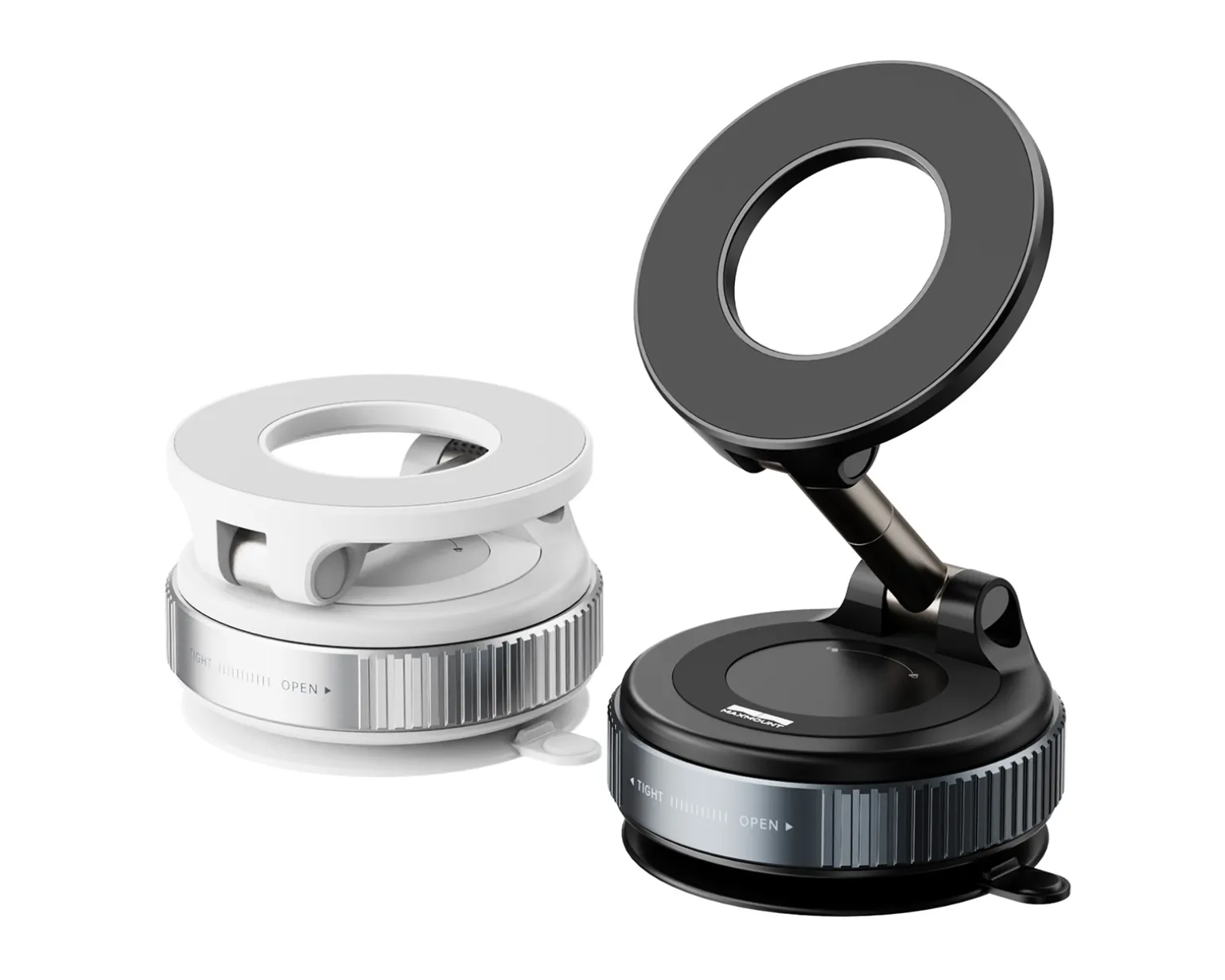 Vacuum Phone Holder with Magnetic Ring - Black